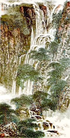 中国当代最具收藏潜力国画家 贺振宽《松瀑图》